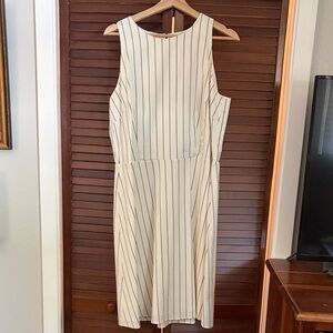 a new day Cream Sleeveless Pinstripe Midi Dress